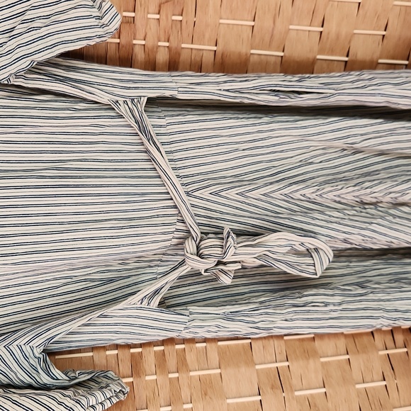 Papy Boez, Vintage Embroidered Sunset Prairie Long Length Tie-Up Striped Dress - Picture 7 of 7